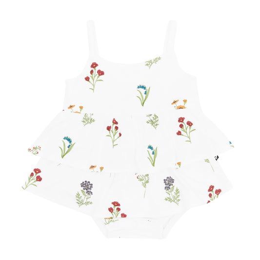 Spaghetti Strap Ruffle Romper in Wildflower