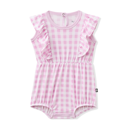 Bubble Romper in Gingham Thistle