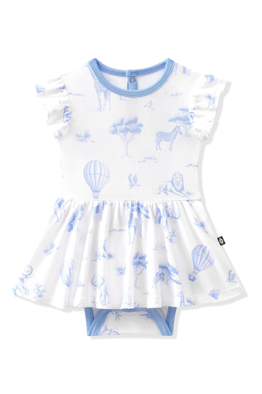 Twirl Bodysuit Dress in Toile Safari