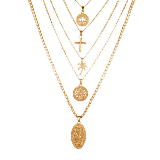 Golden Multi-Layer Pendant Necklace