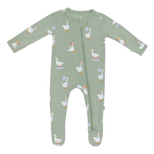 Zippered Footie in Silly Goose
