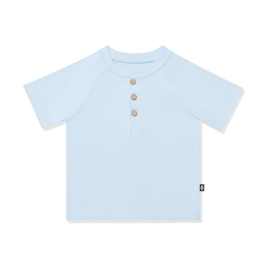 Short Sleeve Toddler Henley Tee in Breeze