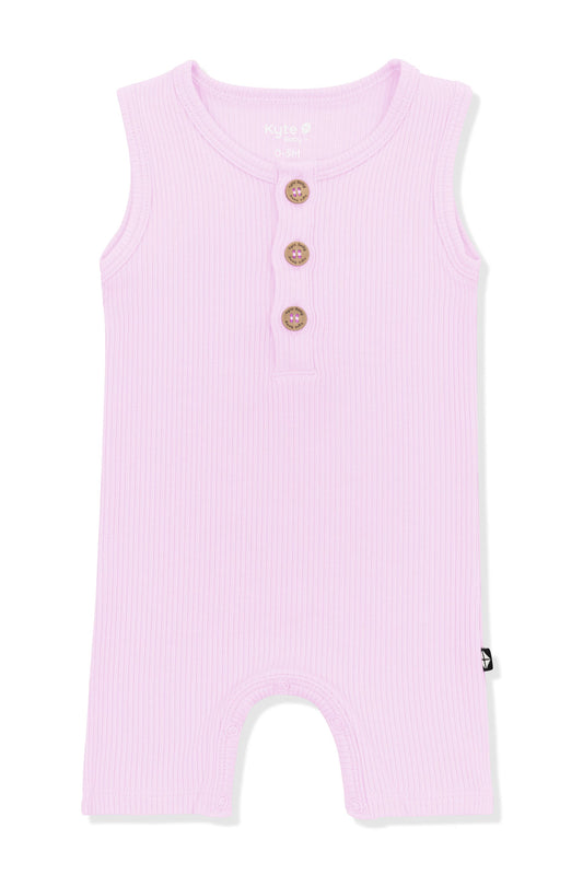 Ribbed Sleeveless Shortall in Thistle
