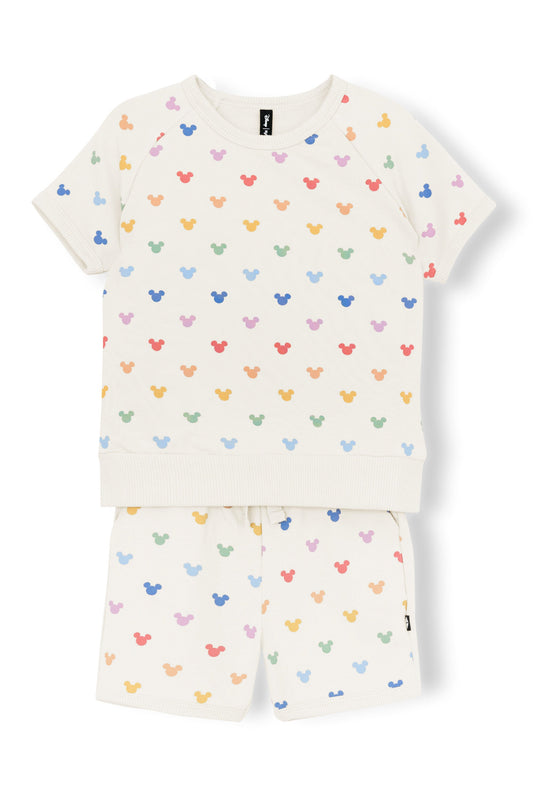 Short Sleeve Jogger Set in Pastel Mickey Mouse