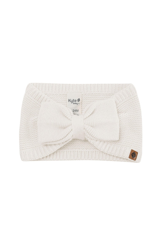 Chunky Knit Bow Headband in Oat