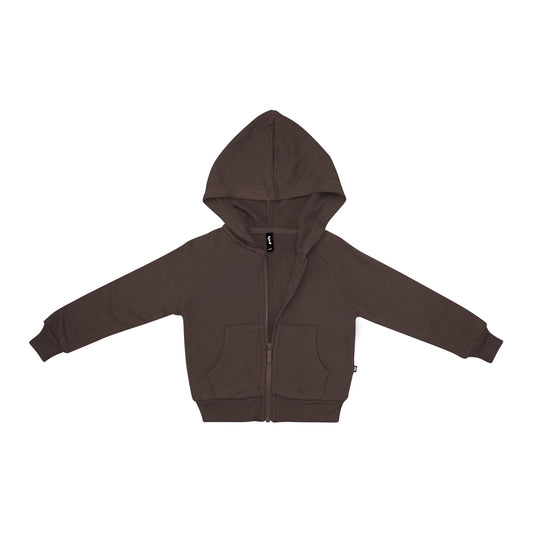Fleece Zip Up Hoodie in Espresso