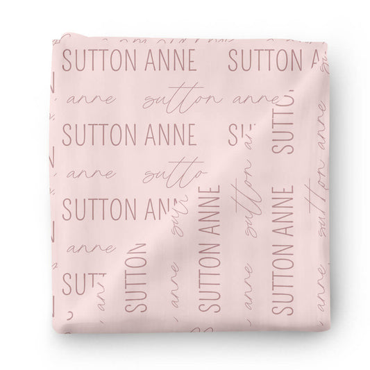 Personalized Blush Baby Name Swaddle Blanket