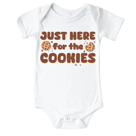 Here For The Cookies Graphic Bodysuit & Kids Tee | White
