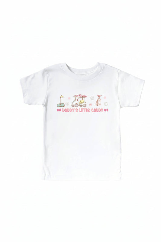 Daddy's Little Caddy Kids Graphic Tee | White