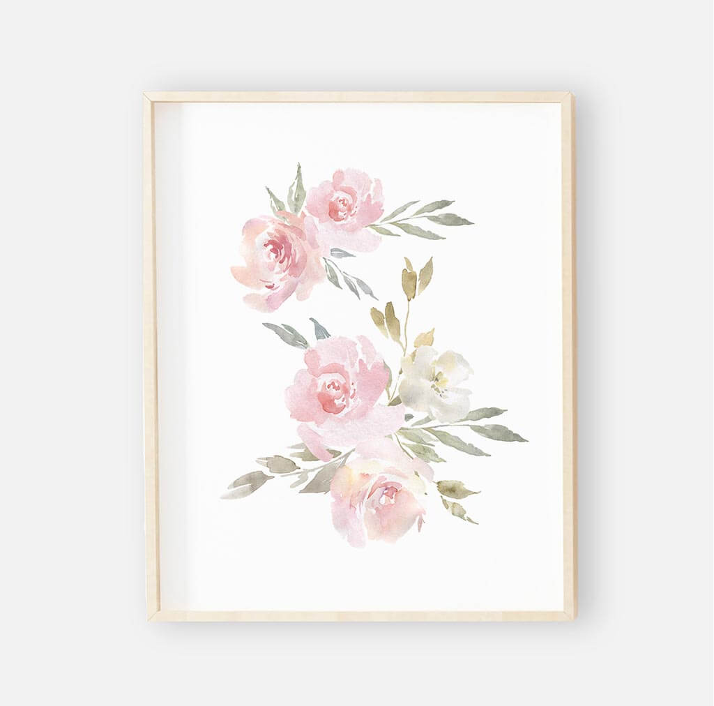 Delaney Dusty Blush Floral Bundled Digital Nursery Art
