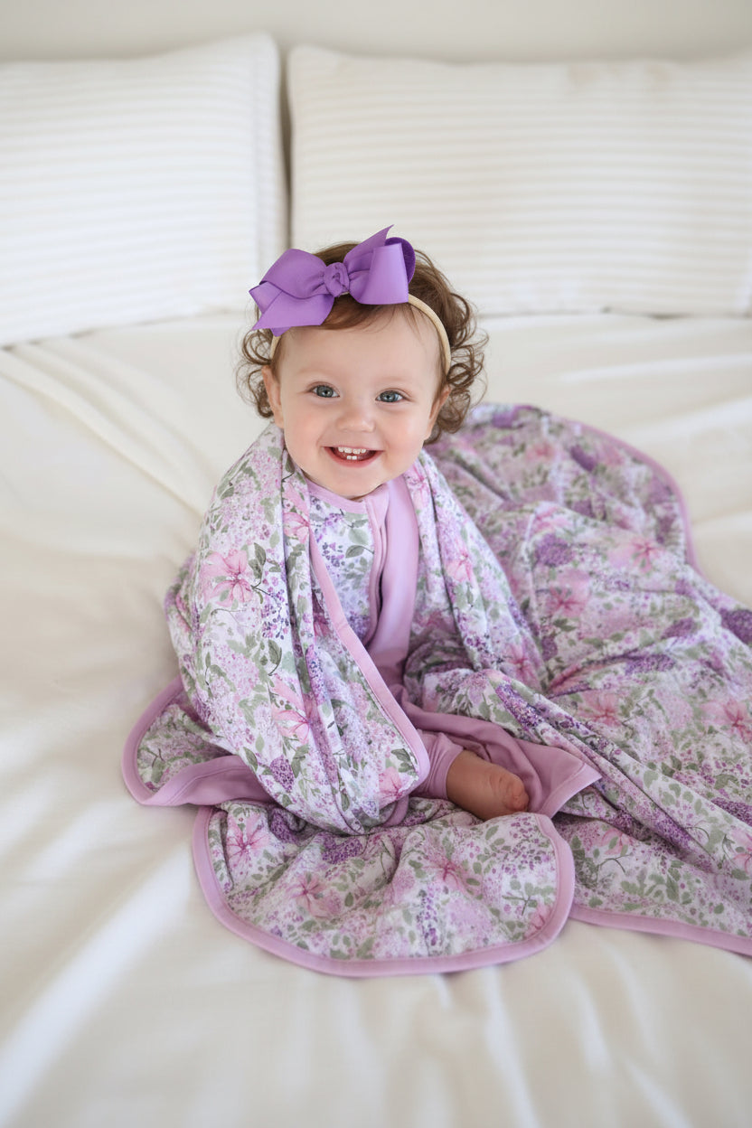 Double Sided Bamboo Blanket | Lavender Lullaby