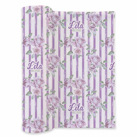 Lila's Lilacs Personalized Swaddle Blanket