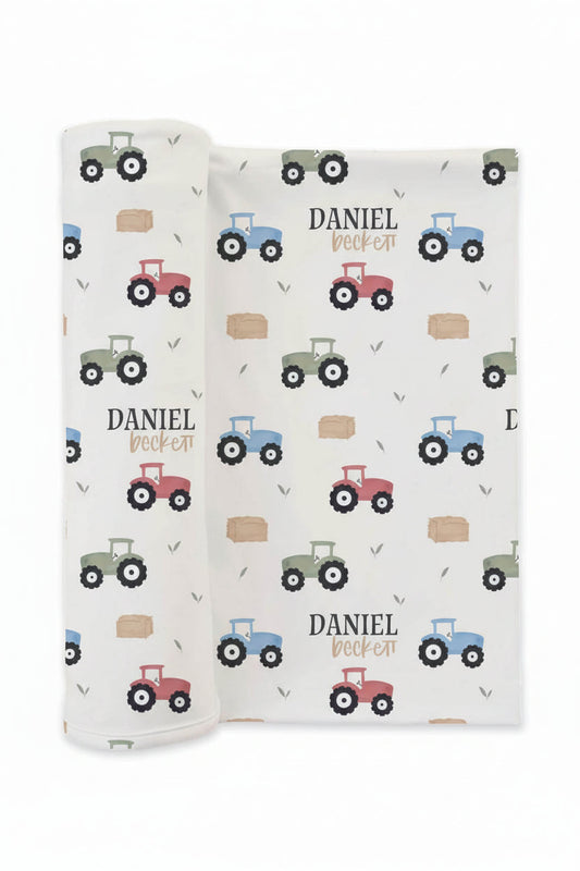 Little Farmer Personalized Swaddle Blanket