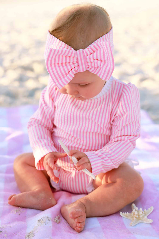 Swim Bow | Seersucker Dusty Pink
