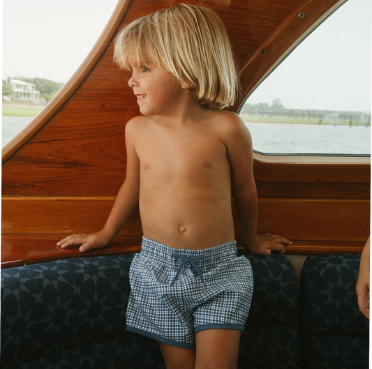 boys newport navy gingham boardie