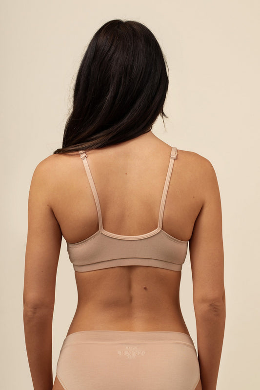 Women's Cross Front Bralette in Chai