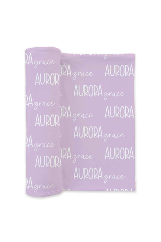 Personalized Baby Name Swaddle Blanket Font Duo | Barely Orchid