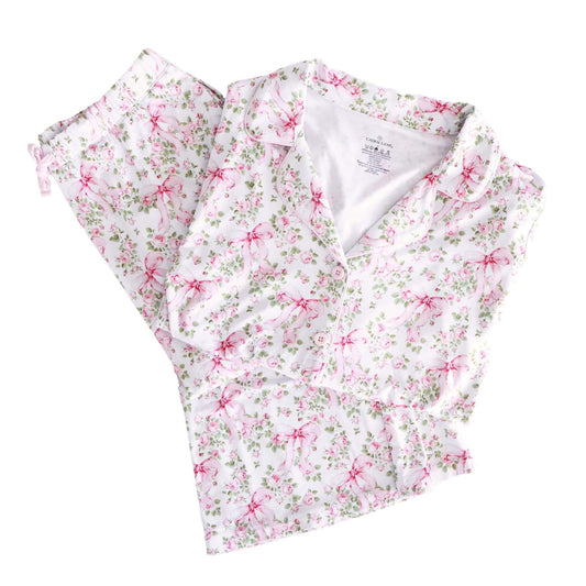 Girl's Two Piece Flare Lounge Set | Bows in Bloom