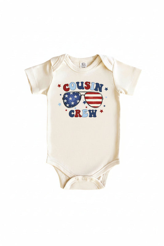 American Cousin Crew Graphic Bodysuit & Kids Tee | Natural