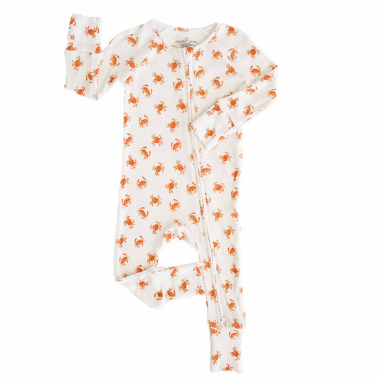 Cutie Crabs Bamboo Waffle Convertible Zip Romper