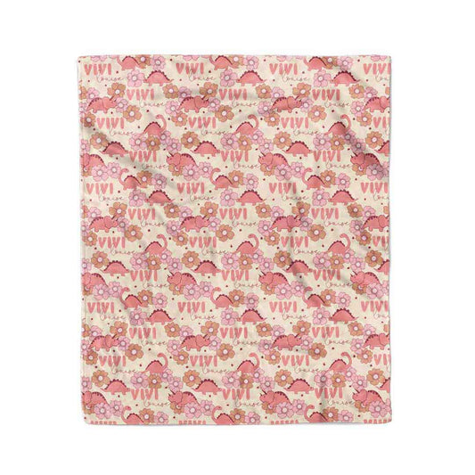 Dino Diva Personalized Kids Blanket