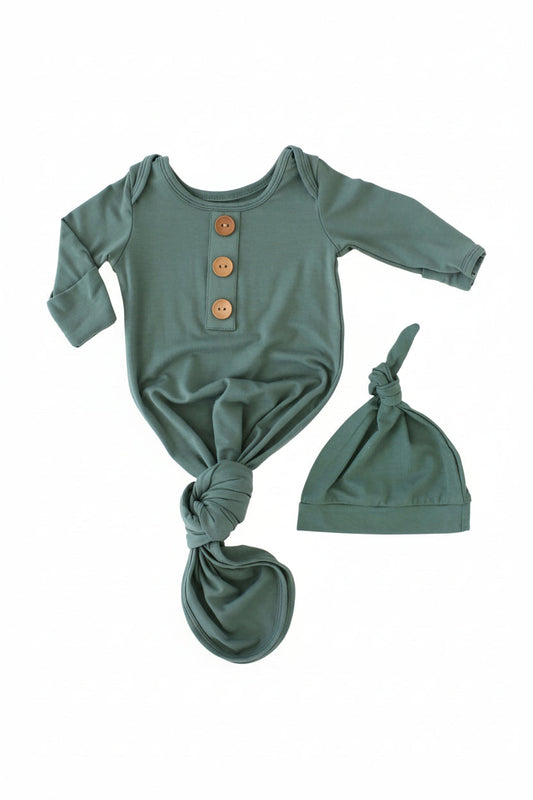 Emerald Bamboo Knotted Gown & Hat
