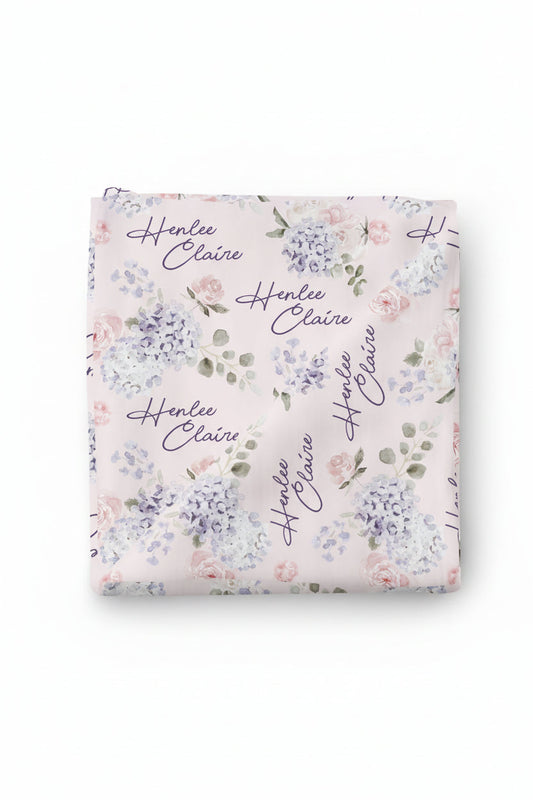 Henlee's Hydrangea Personalized Baby Name Swaddle