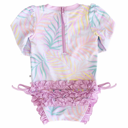 Long Sleeve Rash Guard With Ruffle Bottom | Island Palms