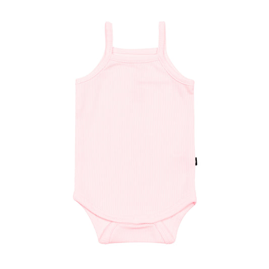 Ribbed Spaghetti Strap Bodysuit in Sakura