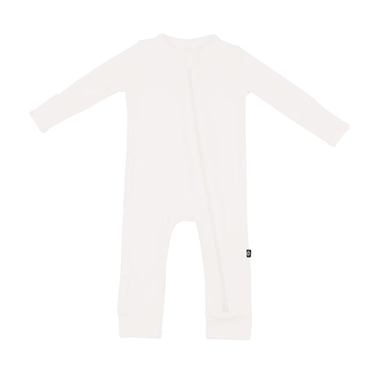 Ribbed Zipper Romper in Cloud