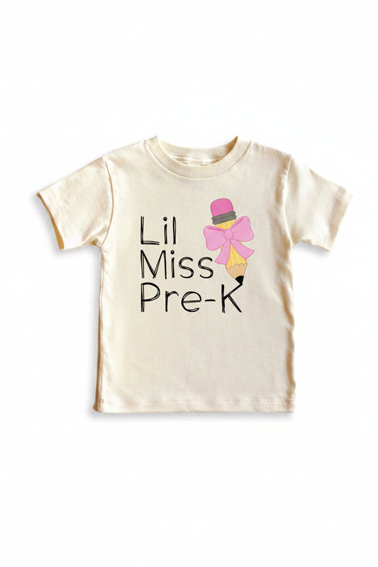 Lil Miss Pre-K Kids Graphic Tee | Natural