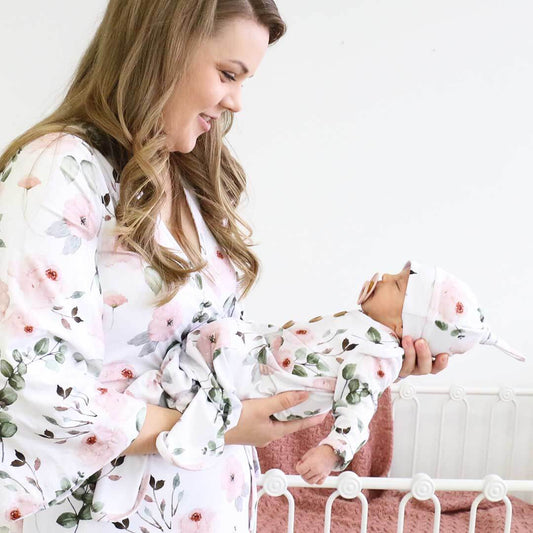 Millie's Dusty Rose Garden Knit Maternity Robe