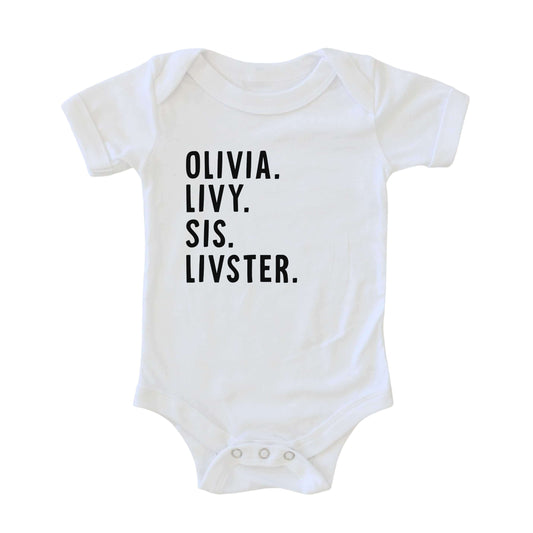 Personalized Nickname Graphic Bodysuit | White