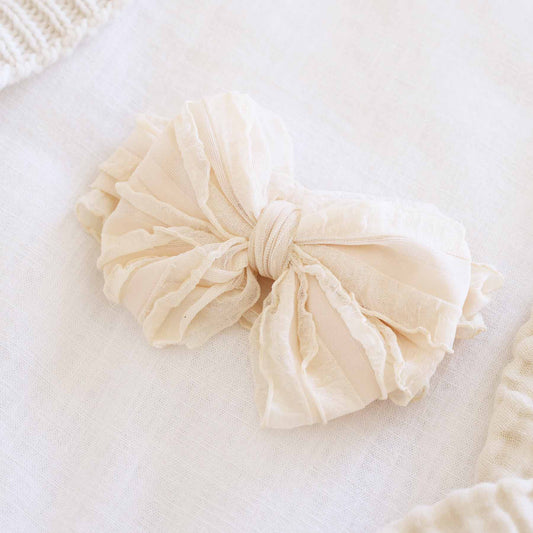 Large Ruffle Knit Bow | Pinks