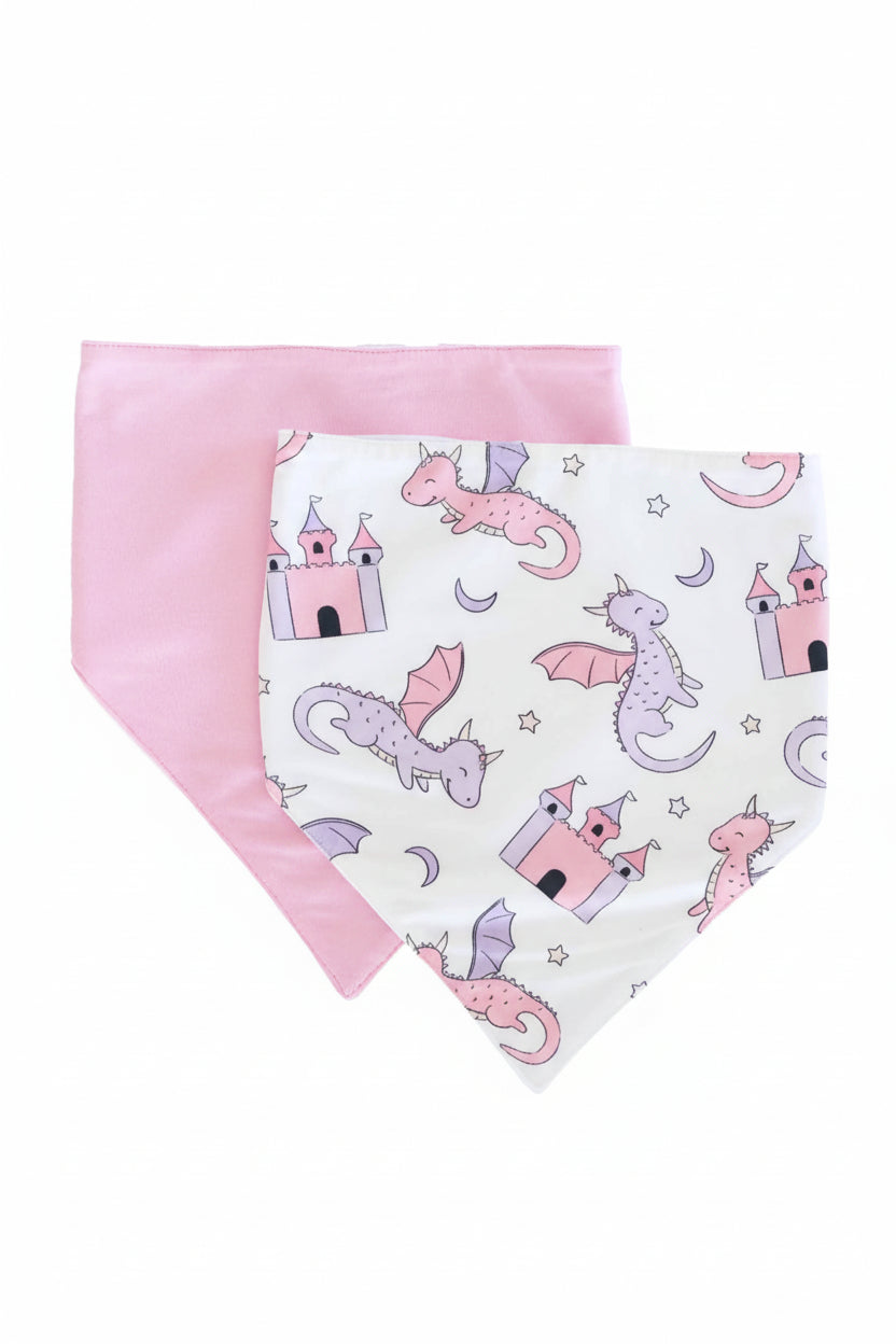 Dragon Adventure 2pc Bandana Bibs | Pink