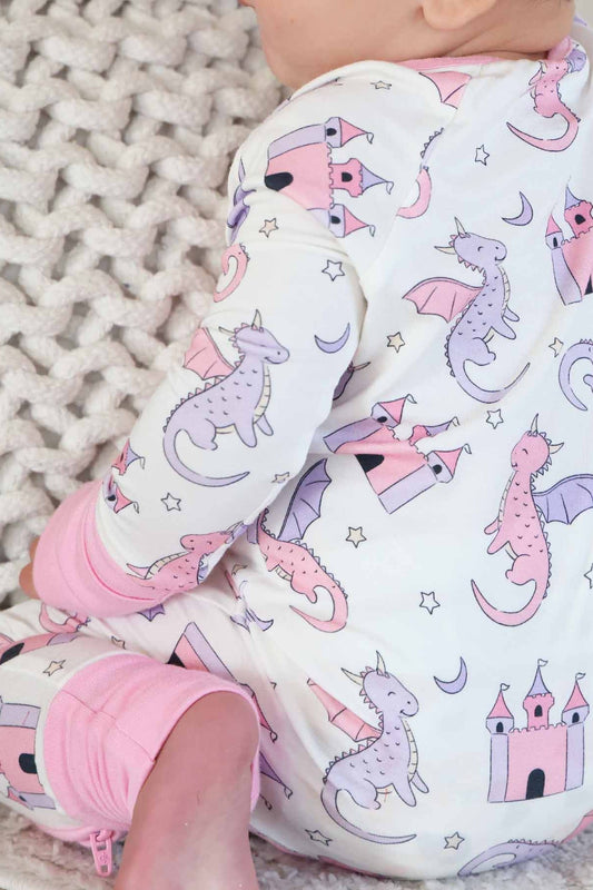Dragon Adventure Convertible Zip Romper | Pink