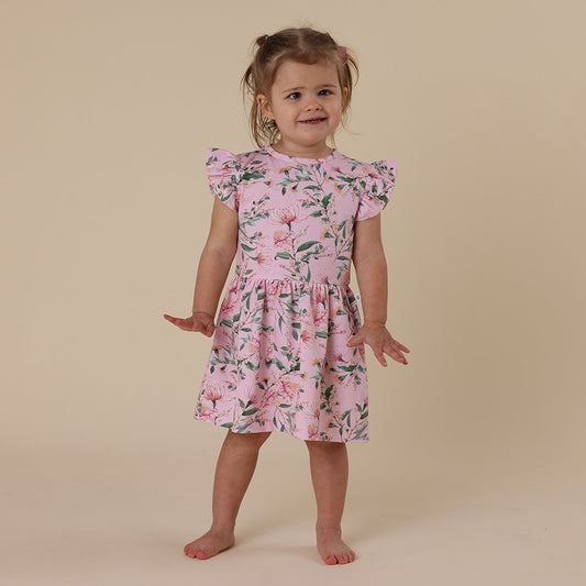 Pink Wattle Short Sleeve Organic Dress