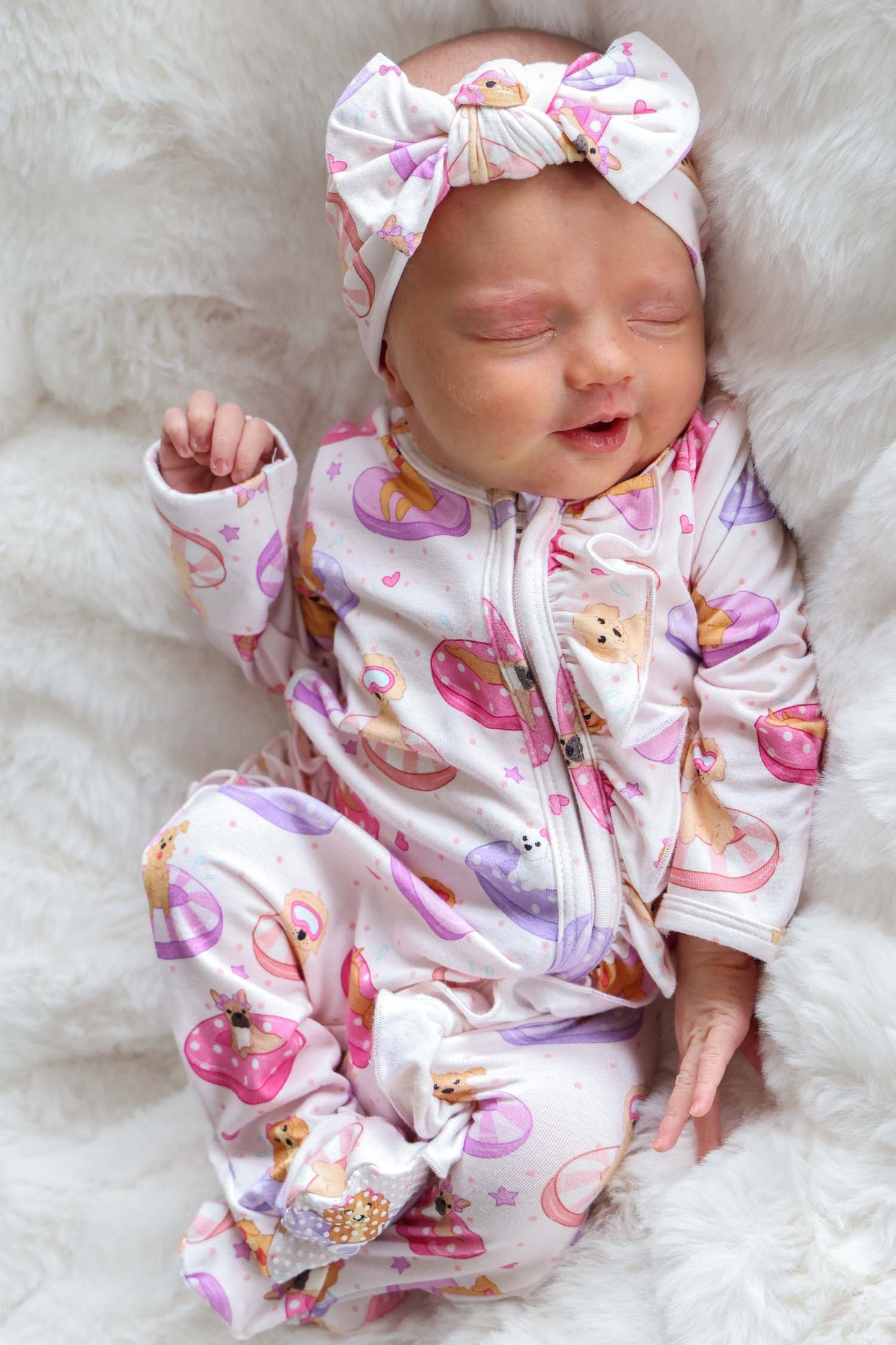 Knit Large Bow Headwrap | Poolside Pups Pink