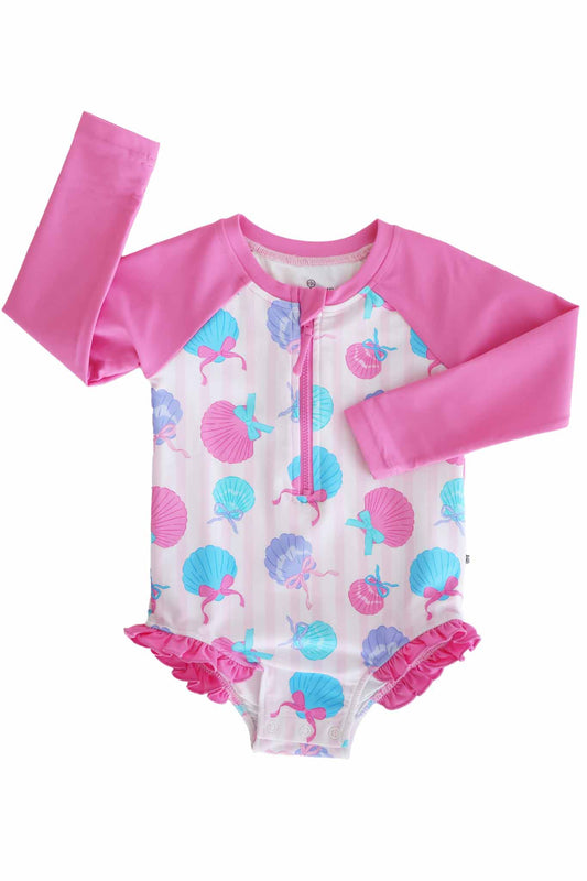 Long Sleeve Rash Guard with Front Zipper | Seaside Sweetie