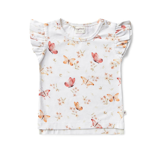 Butterfly Organic T-Shirt with Frill