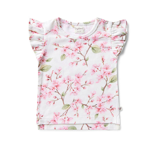 Cherry Blossom Organic T-Shirt with Frill