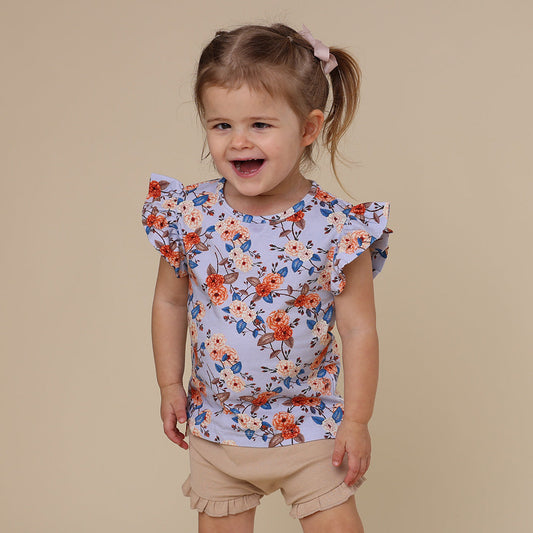 Vintage Blossom Organic T-Shirt with Frill
