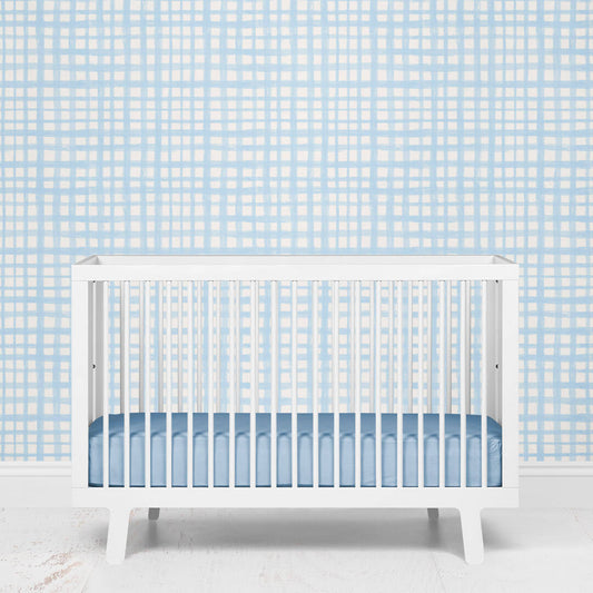 Baby Blue Plaid Removable Wallpaper