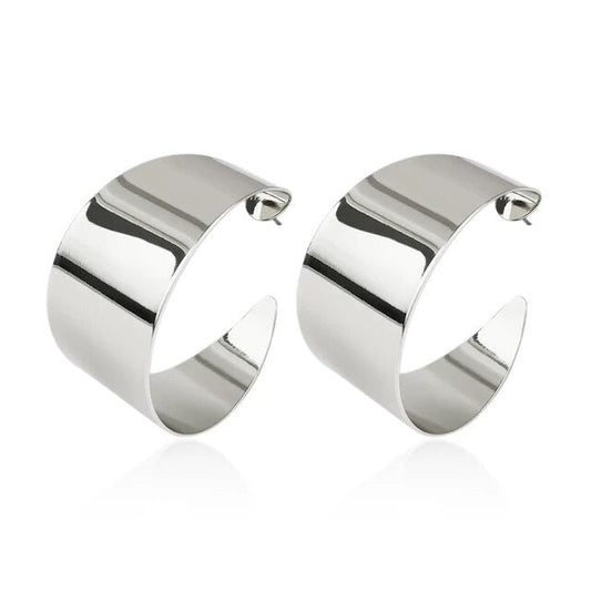 Wide Hoop Metal Earrings