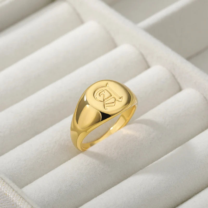 Stainless Steel A-Z Letter Initial Rings