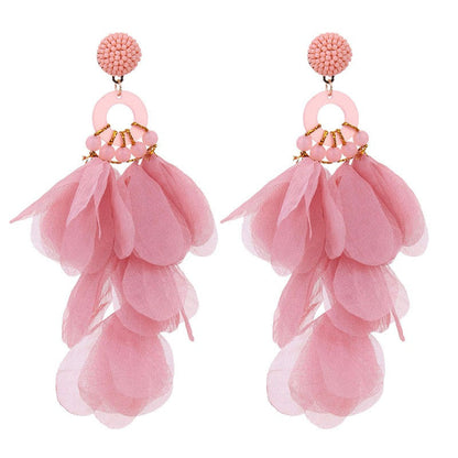 Soft Petals Beaded Dangling Earrings