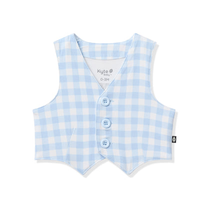Tuxedo Vest in Gingham Breeze