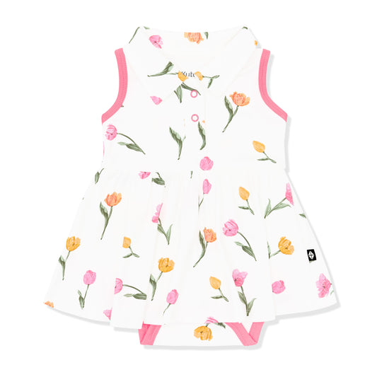Polo Bodysuit Dress in Tulip