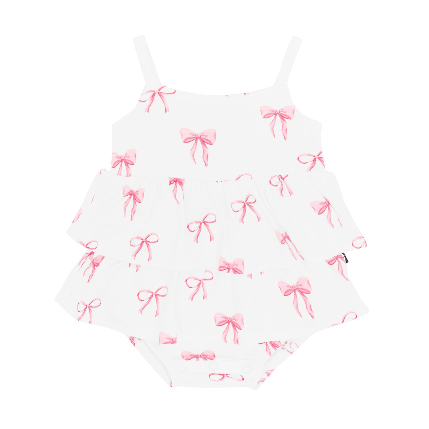 Spaghetti Strap Ruffle Romper in Bow