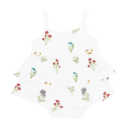 Spaghetti Strap Ruffle Romper in Wildflower
